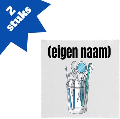 Akyol - tandarts materiaal met eigen naam brillendoekjes - Tandarts - mondhygiënisten/tandartsen - iemand die tandarts is of mondhygiënist - verjaardag - cadeau - kado - geschenk - 17,8 bij 17,8 cm - 2 stuks