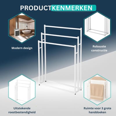 CRLYN® Handdoekenrek Vrijstaand - Handdoekhouder Badkamer - Handdoeken Drogen
