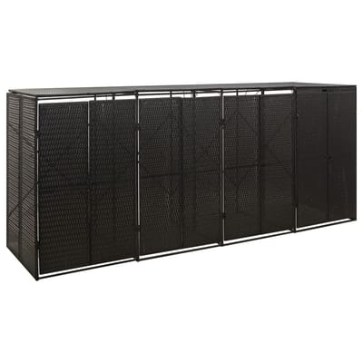 vidaXL - Containerberging - viervoudig - 274x80x117 - cm - poly - rattan - zwart