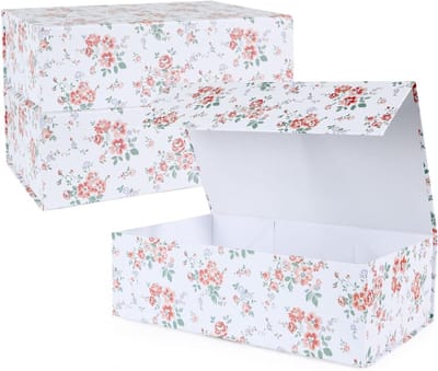 Bloemen geschenkdoos - Decoratieve opbergdoos - Cadeau geven - Magnetische sluiting - 3 stuks 35 cm - Witte Roos