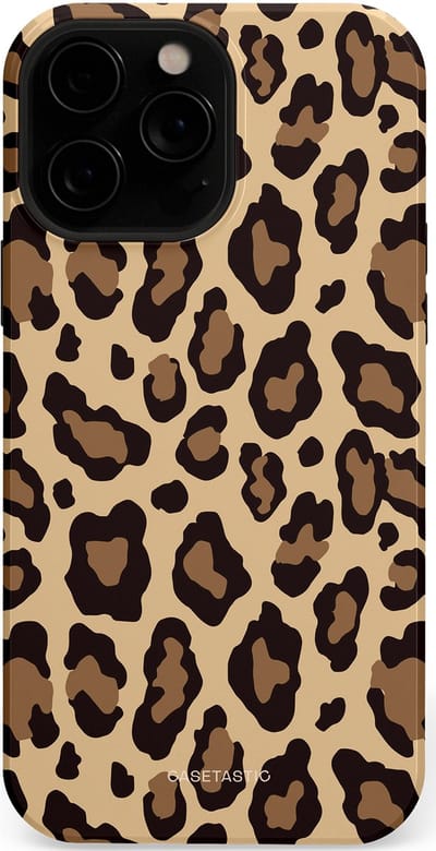Casetastic hoesje geschikt voor Apple iPhone 13 Pro Max - MagSafe - Dubbellaagse bescherming - Wilde Panter - Fashion Case - Zwart Taupe Crème