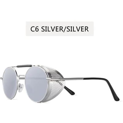Lunettes de soleil rondes rétro en métal Steampunk Homme Femme Tendance Designer Vintage Lunettes de soleil Oculos De Sol Nuances Protection UV As Picture