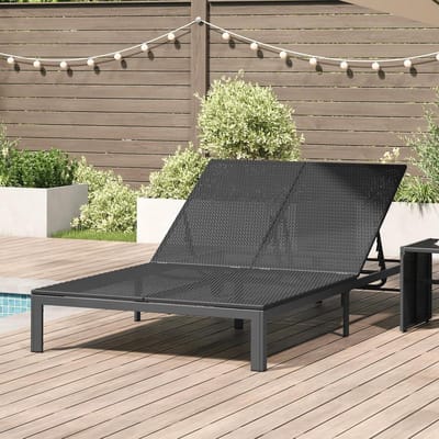 Dubbele Ligstoel - Loungestoel Tuin - Ontspannen Buiten - Opvouwbaar Ontwerp - 200 x 109 cm - Zwart