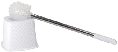 Benson Wc/toiletborstel met houder - wit - 51 cm - Toilet / badkamer accessoires - wc-borstel