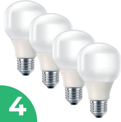 Sidef Peertje Spaarlamp E27 - 15W - Warm Wit Licht (2700K) - 820 lm - 6 jaar - Niet Dimbaar - 4 stuks - Bespaar op energiekosten