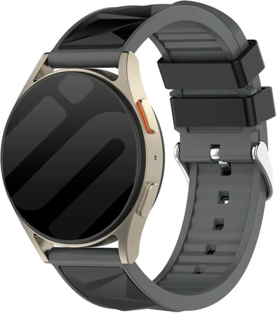 Strap-it Siliconen 'Diamond' sport bandje geschikt voor Samsung Galaxy Watch 7 (40/44mm) / Galaxy Watch 6 (Classic) / Galaxy Watch 5 (Pro) / Galaxy Watch 4 / Watch 3 / Watch FE / Polar Ignite 3-2 / Pacer / Unite / Huawei GT3 - GT2 - Zwart/Grijs