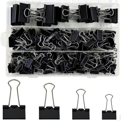 180 stuks Foldback papierklemmen set, 15/19/25/32 mm zwarte metalen klemmen, multifunctionele documentklemmen, papierklemmen voor kantoorbenodigdheden, school, briefpapier, notities