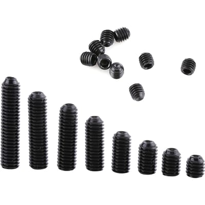 Assortiment de 200 vis sans tête à tête creuse en acier au carbone noir M3