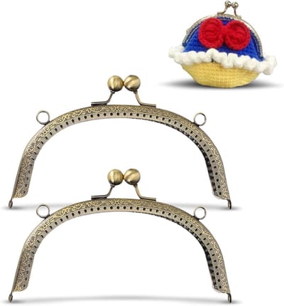 Retro Portemonnee Frames Set van 2, Bronzen Sluiting met Kiss Closure voor DIY Portemonnees, 16.5cm, Handgemaakt en Creatief Accessoire