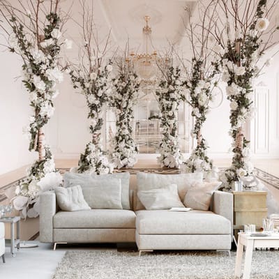 200cm X 140cm - Fotobehang - Bloemen Kamer, premium print vliesbehang