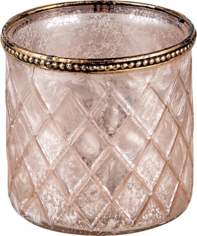 Clayre & Eef Theelichthouder Ø 10x10 cm Bruin Glas Metaal Rond Waxinelichthouder