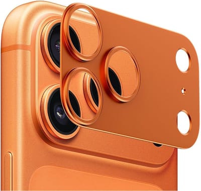 Viewr - Geschikt voor Apple iPhone 17 Pro - Camerabescherming - Militaire - Metaal 9H + Gehard Glas - Compatibel met Hoes - Oranje