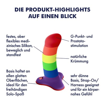 Fun Factory - Amor - Dildo met zuignap - Regenboog kleuren - Pride edition