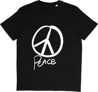 T Shirt Vrede - Peace Symbool - Zwart - Maat S