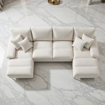 Luxe U-vormige Hoekbank met Verstelbare Zitplaatsen en Chenille Bekleding – 4-zits Comfortbank voor Woonkamer, Appartement of Villa – House&Garden