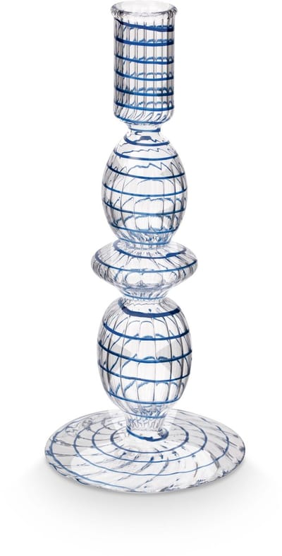 Pip Studio Kandelaar Swirl - Kaarsenhouder van Glas - Donkerblauw - 20cm