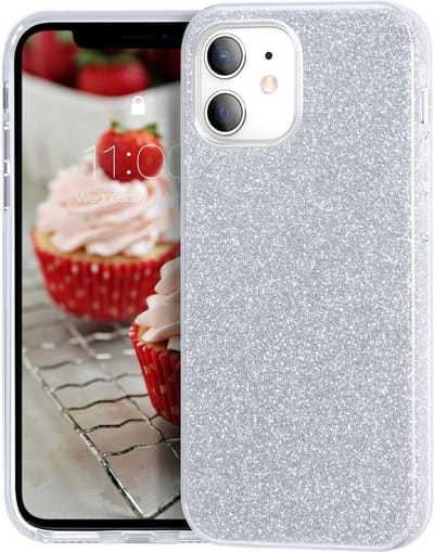 Geschikt voor Apple iPhone 12 Mini Backcover - Zilver - Glitter Bling Bling - TPU case