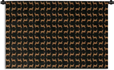 Wandkleed - Wanddoek - Patroon - Hert - Zwart - Bruin - 180x120 cm - Wandtapijt
