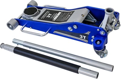MODFU - Hydraulische Garagekrik - 3 Ton Hefvermogen - Dubbele Pomp - Voor Auto-Onderhoud - Staal - Blauw En Zilver