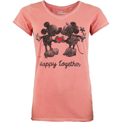 Mickey & Minnie Mouse - Disney T-shirt - Happy Together - S tot 4XL - voor Vrouwen - koraal
