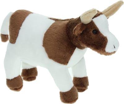 Cornelissen Pluche knuffel dier Koe - bruin/wit - 23 cm - Boerderij dieren