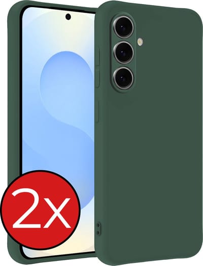 Hoesje - 2 Stuks - Geschikt voor Samsung Galaxy S25 - Sterk & Shockproof - Telefoonhoes - Back Cover - Case Siliconen - Telefoon Hoes - Donkergroen