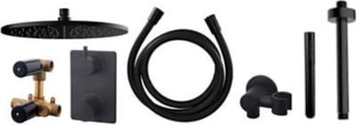 Wiesbaden Caral one-pack inbouwthermostaatset rond type 303 mat zwart 30cm
