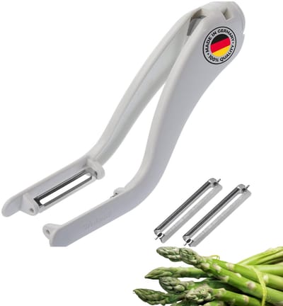Westmark groente- en dubbele dunschiller/aspergeschiller, inclusief 2 vervangende roestvrijstalen messen, Peel-Star KS, kunststof, wit/zilver, 606022E6