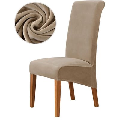 1 /2 /4 /6 Stuks Fluweel Stof Grote Eetkamerstoelhoes XL Maat Hoes voor Stoelen Lange Rug Keukenstoelhoezen Elastische Stretch 1 Piece gray