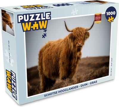 Puzzel Schotse Hooglander - Duin - Gras - Legpuzzel - Puzzel 1000 stukjes volwassenen