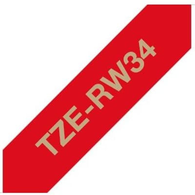 Brother TZe, TZ TZe-RW34 Tapekleur: Wijnrood Tekstkleur:Goud 12 mm 4 m