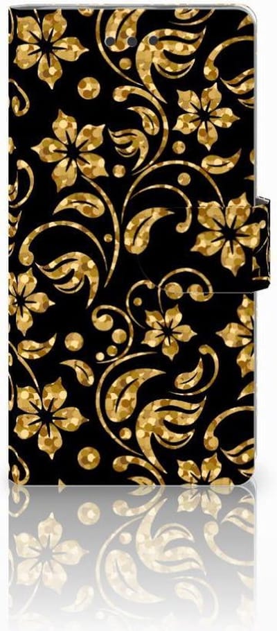 Huawei Ascend P8 Lite Hoesje Gouden Bloemen