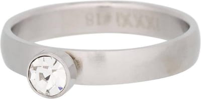 iXXXi JEWELRY - Vulring - Zirconia ring 1 steens Cristal - Mat Zilver - 4mm - Maat 17