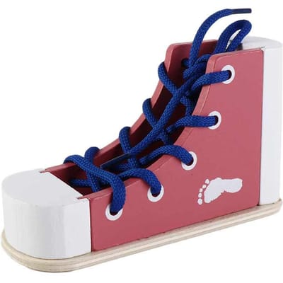 Veterschoen Houten Veterschoen Veterschoenen Schoenen Knippen Schoenen Knoopspel Montessori Knoop-Op Schoen Puzzel Puzzelspel Hout