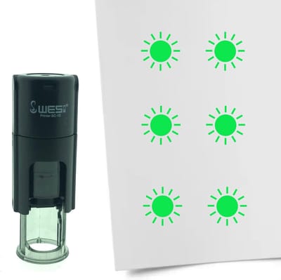 CombiCraft Stempel Zon 10mm rond - blauwe inkt