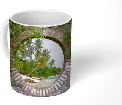 Mok - Koffiemok - Palmbomen - Tropisch - Doorkijk - Strand - Mokken - 350 ML - Beker - Koffiemokken - Theemok