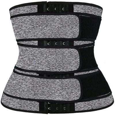 Vrouwen Zweten Verminderen Trainingsgordel - zweetband - waist trainer - Buikband afvallen - 3-Rij Sluiting & Ademend Materiaal - Uitgebreide Maten (S t/m 6XL) - Grijs,L