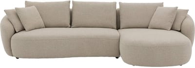 Goossens Ava Hoekbank - Stof - Beige - 334 x 83 x 175 cm - Rechts