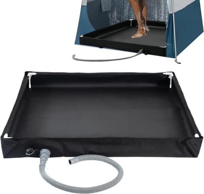 Douchebak Buiten - Draagbare Bodem - Hygiënisch Kamperen - Met Afneembare Slang - 80x80x10 cm - Uniek