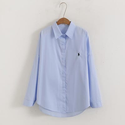 Chemise Bleue Brodée Spurs pour Femmes Chemise à Manches Longues et Coupe Ample S bleu