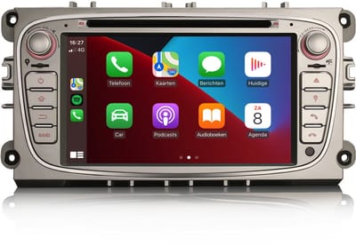 Cartronix CarPlay voor Ford Mondeo S-max Mondeo Galaxy Focus | Zilver | 2007 t/m 2014 | Android 13 | Draadloos Apple Carplay & Android auto | 4GB + 64GB | 8-Core processor | 2025 model | 2007 2008 2009 2010 2011 2012 2013 2014 | Bluetooth & Wifi