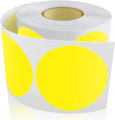Ronde stickers voor kleurcodering - 500 stuks, 50 mm, geel, etiketten op rol