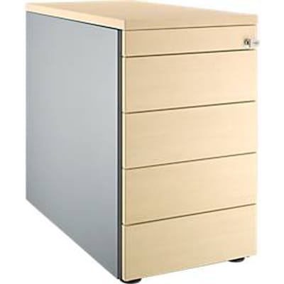 Schäfer Shop  Genius Vast ladeblok 13333, met greepuitsparing, B 435 x H 717 mm, blank aluminium/blank aluminium/esdoornpatroon