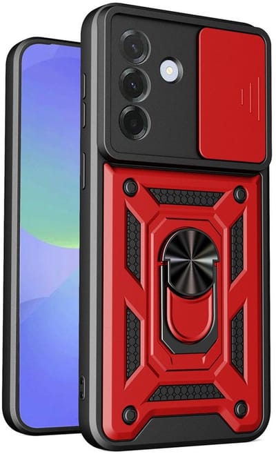 MobyDefend Hoesje - Geschikt voor Samsung Galaxy A27 - Pantsercase Met Draaibare Ring - Rood