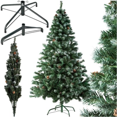 tectake® Kunstkerstboom - 180 cm - incl. Dennenappels en Standaard - Kunst Kerstboom - Dennenboom - 705 punten - Groen