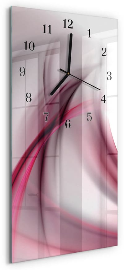 Tulup Wandklok - Abstractie Glazen Klok Met Print - 30x60 cm - Paars Moderne Glazen Wandklok - Zwarte Handen - Rechthoekige Wandklok - Gekleurde Glazen Klok - Glazen Klok Met Print