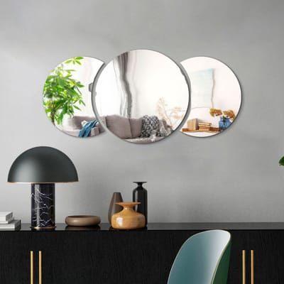 3 ronde en halvemaanvormige spiegelstickers - Zelfklevende stickers met spiegeleffect