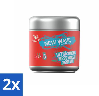 2 x Wella – Shockwaves Mess Constructor Ultra Strong – Haargel – 150 ml - Warrige Look - Natuurlijke Look - Styling Gel - Crème Gel - Flexibele Fixatie