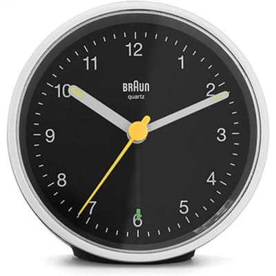 Braun BC12SB - Wekker - Analoog - Stil uurwerk - Zwart - Zilverkleurig