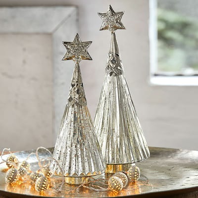 LOBERON Sierkerstboom set van 2 Lillemor zilverkleurig